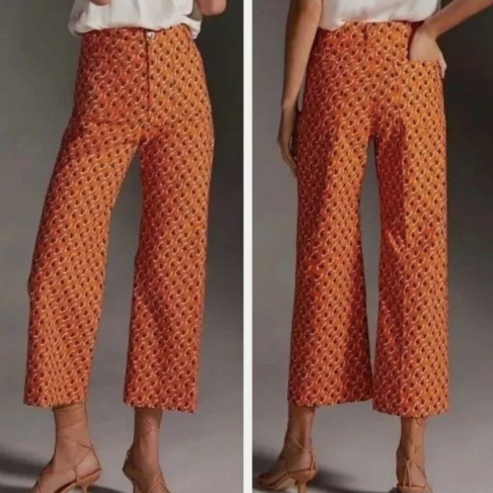 Sarah Gordon x Maeve Colette Bee Bumblebee Orange Wide-Leg Crop Pants 4P EUC!